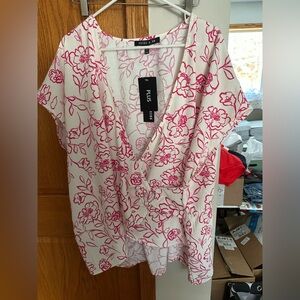 Pink Floral Blouse by Plus